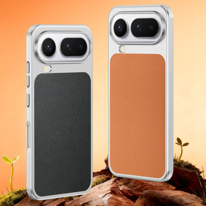 Premium Square Back Leather Phone Case with Raised Lens Protection