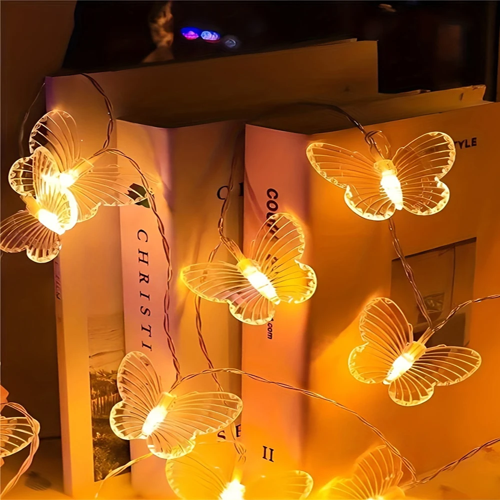 LED String Lights 2M Butterfly Lamp Yard Light for New Year Decorations and Outdoor Lighting Batteries Not Included