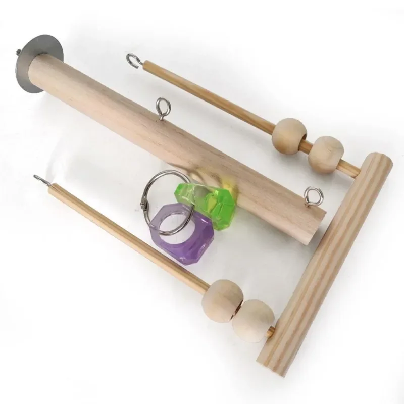 Natural Wood Parrot Training Swing Toy