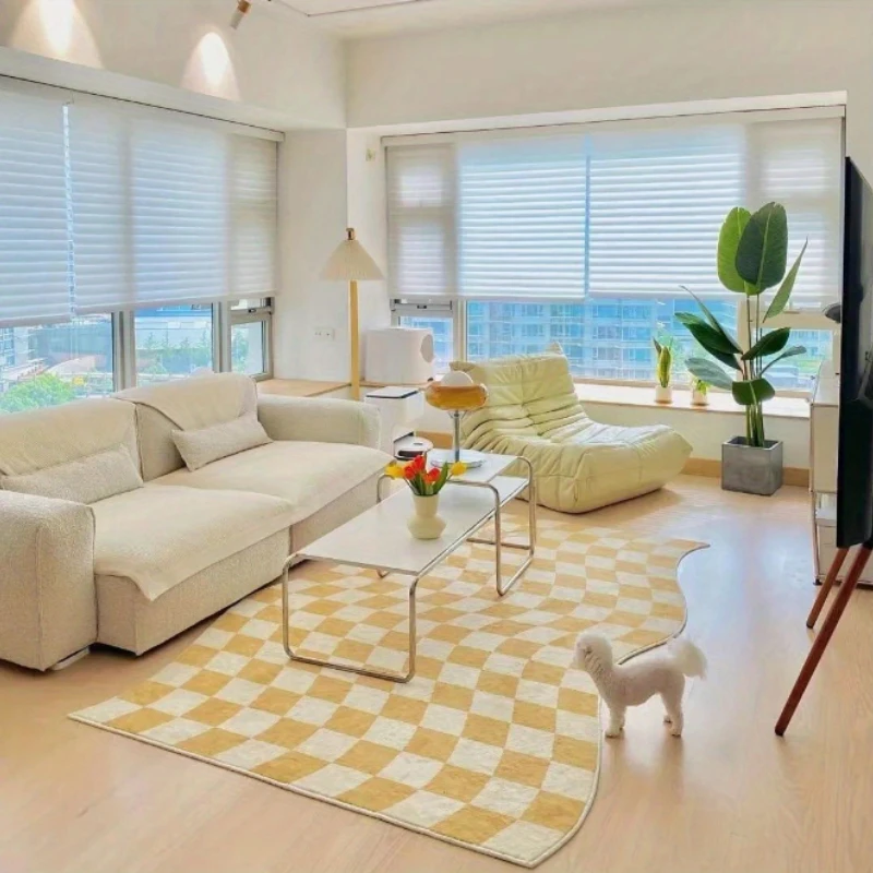 Retro Checkerboard Rugs for Bedroom Home Decor Fluffy Soft Plush Floor Mat Living Room Decoration Carpet Lattice Lounge Rug 3