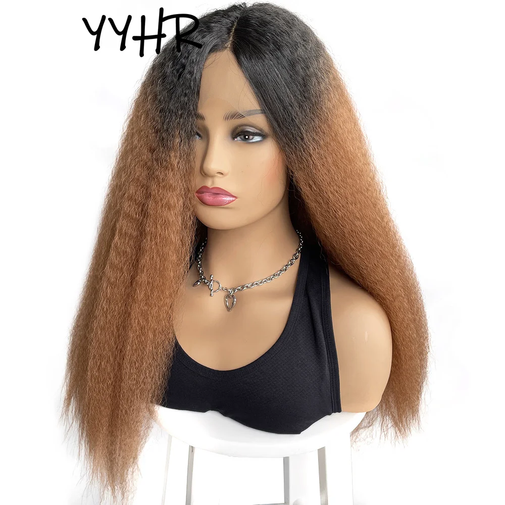 

Парик из синтетических T-частей на сетке для чернокожих женщин, мягкие натуральные длинные прямые черные, с эффектом омбре, золотистого цвета, 13X1 4X1, парик на сетке для женщин