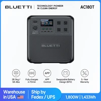 [US Plug] BLUETTI AC180T Portable Power Station, 1432Wh LiFePO4 Battery Backup 1800WAC Outlets, For Camping, Outdoor Adventures 1