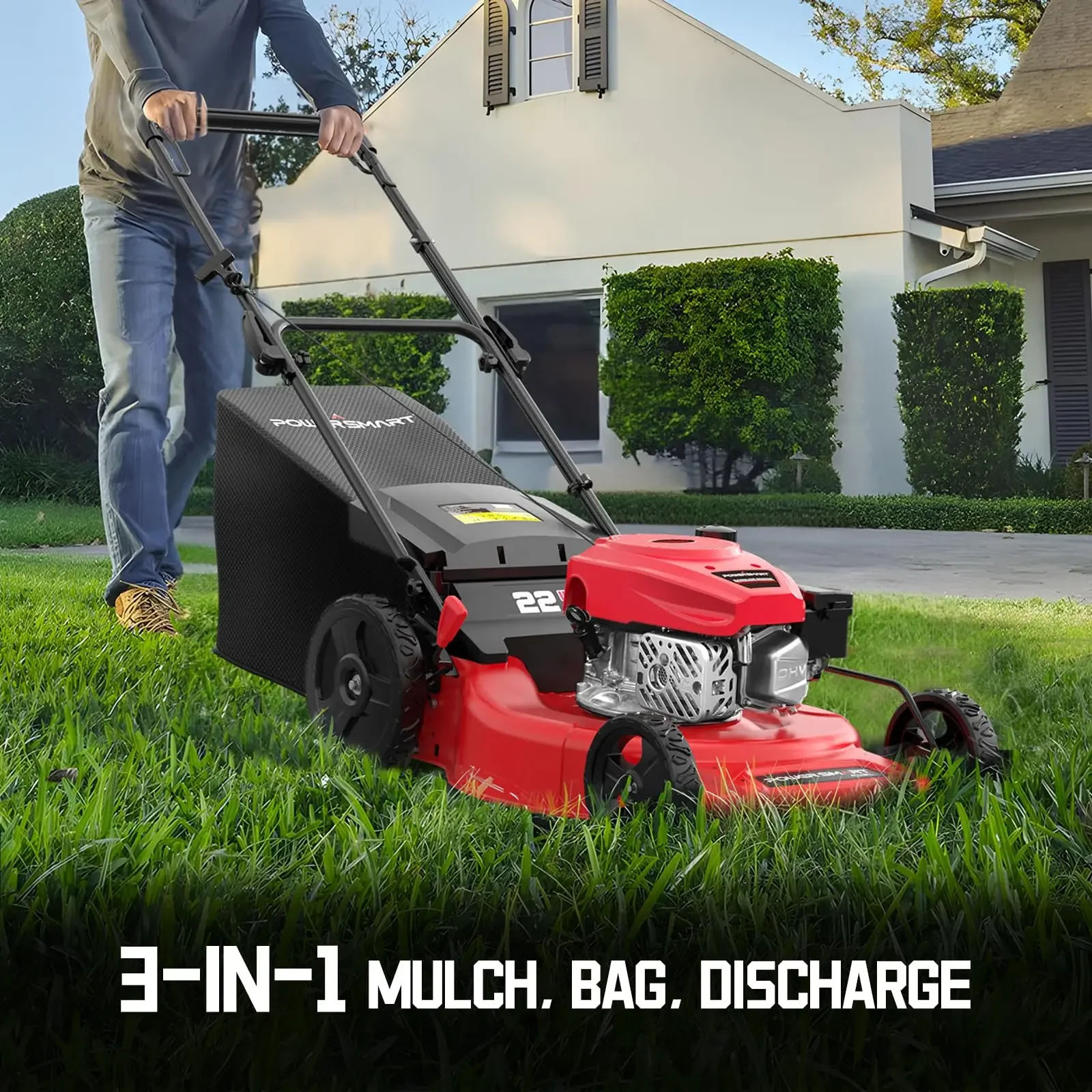 Self-Propelled Gas Lawn Mower 22" with 170cc OHV Engine 1