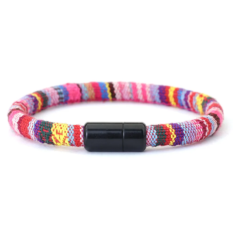Bohemian Magnetic Clasp Cord Bracelet - Ethnic Friendship Jewelry