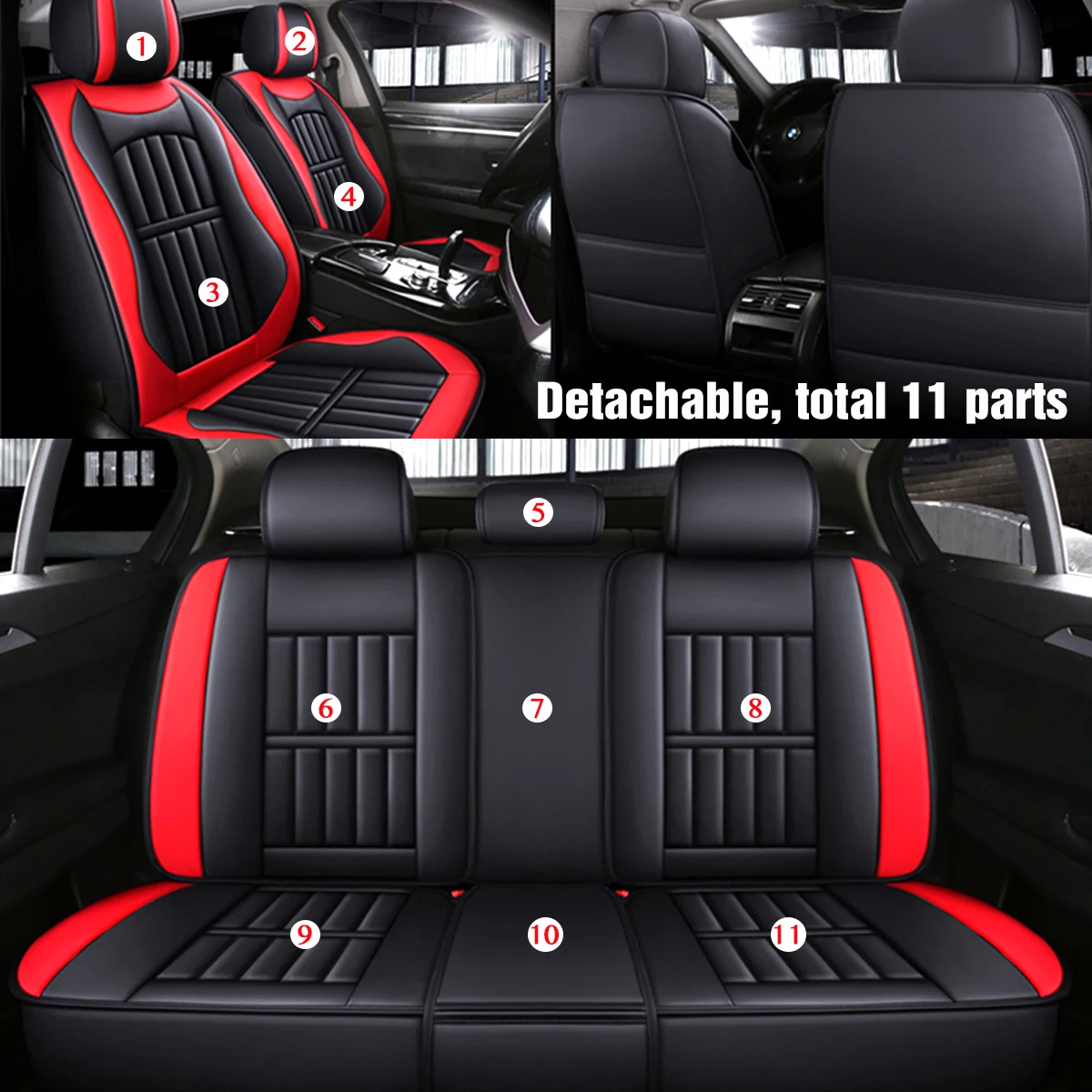Universal PU Leather Car Seat Covers for 5 Seat SUV Trucks