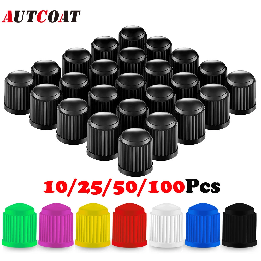 Autcoat Tire Stem Valve Caps, Plastic Valve Caps, Universal Stem Covers
