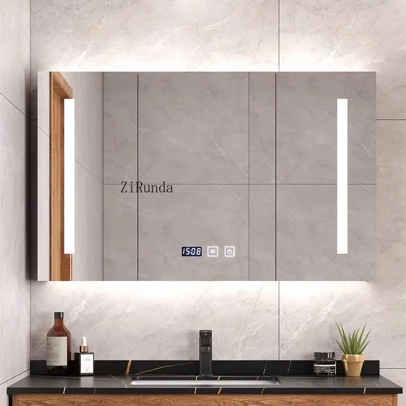 Nordic Simple Bathroom Mirror Cabinet Wall Hanging Fog Removal Toilet Storage Mirror Cabinet Home Furniture Mueble Lavabo FYBC