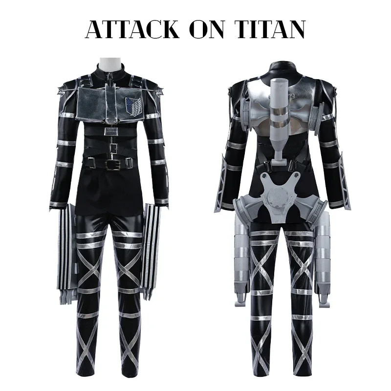 

Attack on Titan Final Season 4 Cosplay Costume Black Combat Suit Sasha Blaus Mikasa Wig Cloak Pants Harness Leather Belts Set