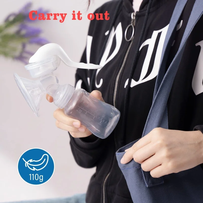 150ML Manual Breast Pump Integrated Manual Silicone PP without Bisphenol A with Bottle Nipple Function Breast Pump