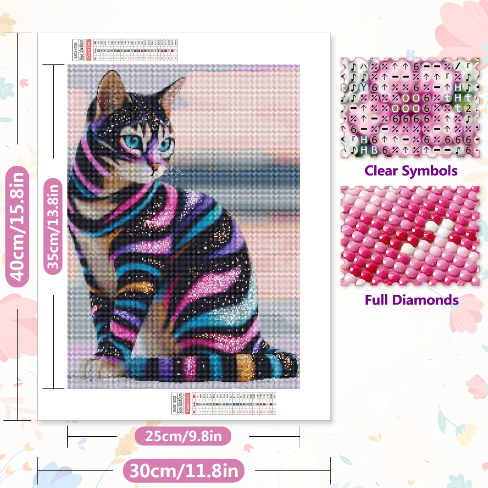 EverShine DIY 다이아몬드 자수 고양이 모자이크 새끼 고양이 풀드릴 다이아몬드 아트 페인팅 키트 동물 공예품 성인용 홈 데코레이션