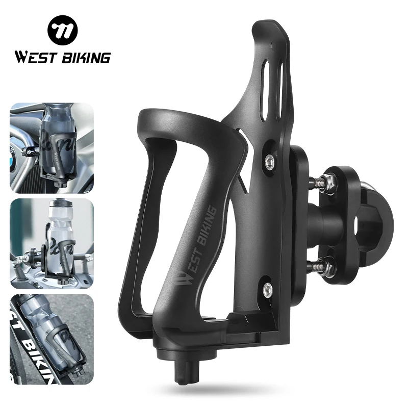 WEST BIKING Adjustable Motorcycle Water Bottle Holder Universal Bicycle Bottle Cage Cup Holder Handlebar Bottle Mount Bracket