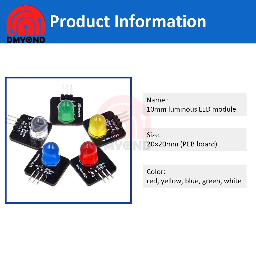 LED Modules LED Module LED Light 10mm Light-emitting Indicator DC3.3V-5V Sensor