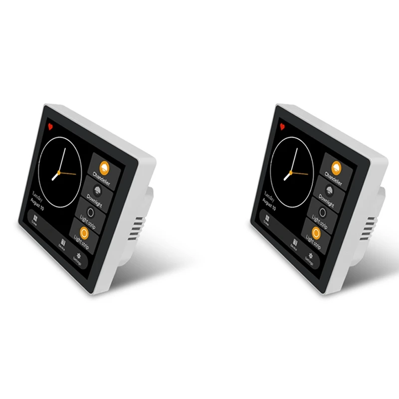 

2X Tuya Smart Home Multiple Zigbee Smart Home Control Panel 4 Inch Switch Panel In-Wall Touchscreen For Home-EU Plug
