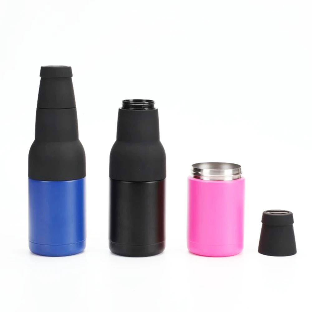 3 in 1 Stainless Steel Beer Drink Can Bottle Holder with Cola Opener Double Wall Vacuum Insulated for Beer Can Cooler Bar