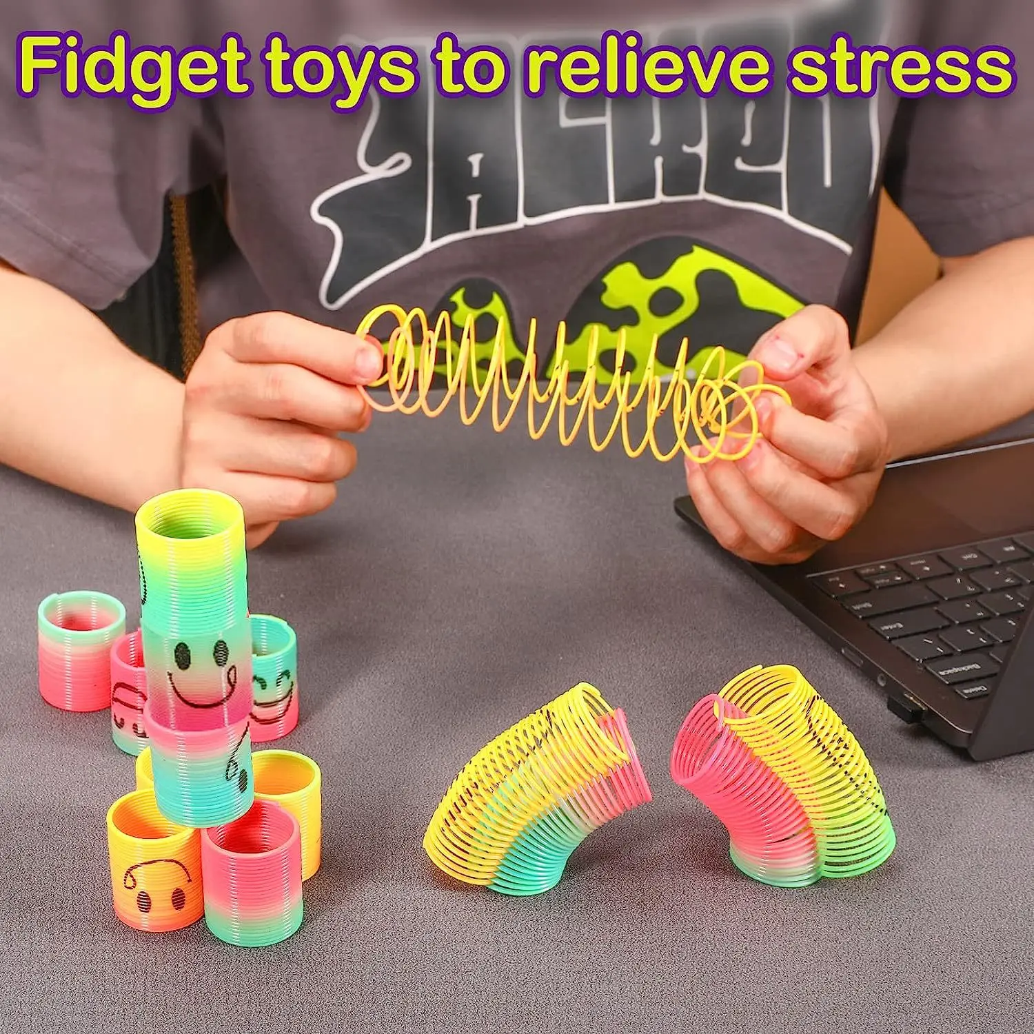 Magic Springs Toys Rainbow Circle Toys Kids' Birthday Party Favors Friends Giveaway Small Gifts Pinata Fillers Flexible Funny