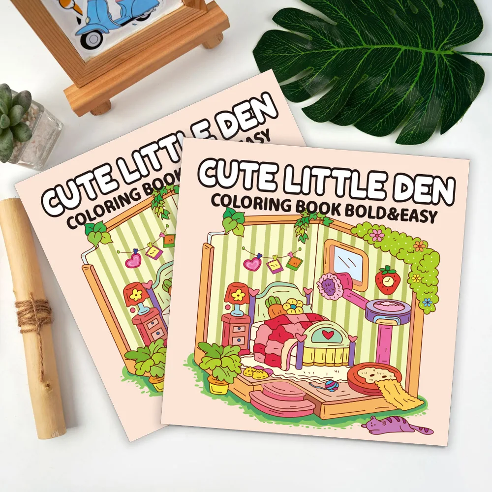 Small Corner Cute Comfy Coloring Book for Adults and Teens Featuring Adorable Creatures in Cozy corner Moments Cute little Den
