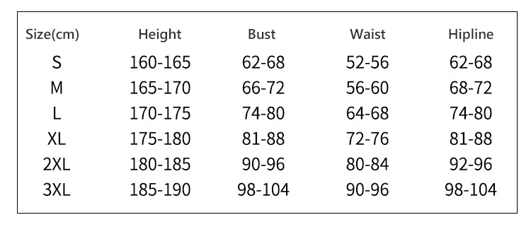 sizes information