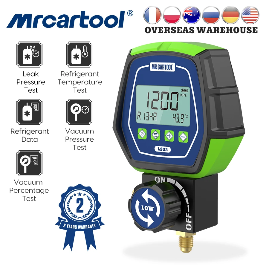 Mrcartool L202 Air Conditioner Refrigerant Leak Tester Pressure Gauge