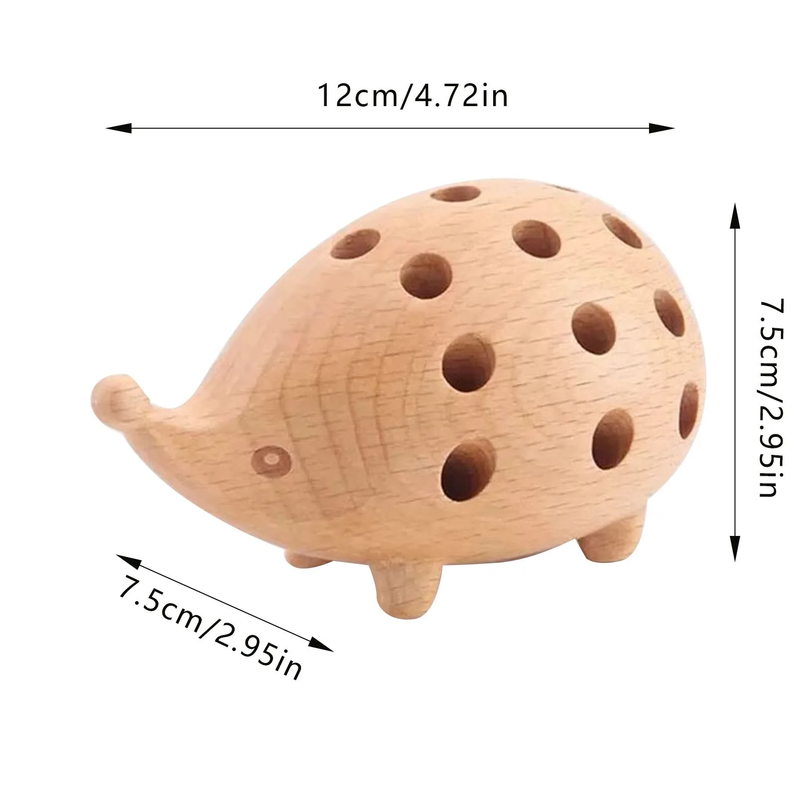 Cute Hedgehog Desk Ornament Wooden Carving Pen Holder Storage Organizer Back To School Student Gift Home Office Decoration