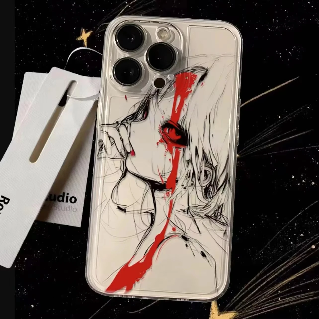 Japanese Punk Anime Girl Clear Phone Case - Artistic Bumper Cover