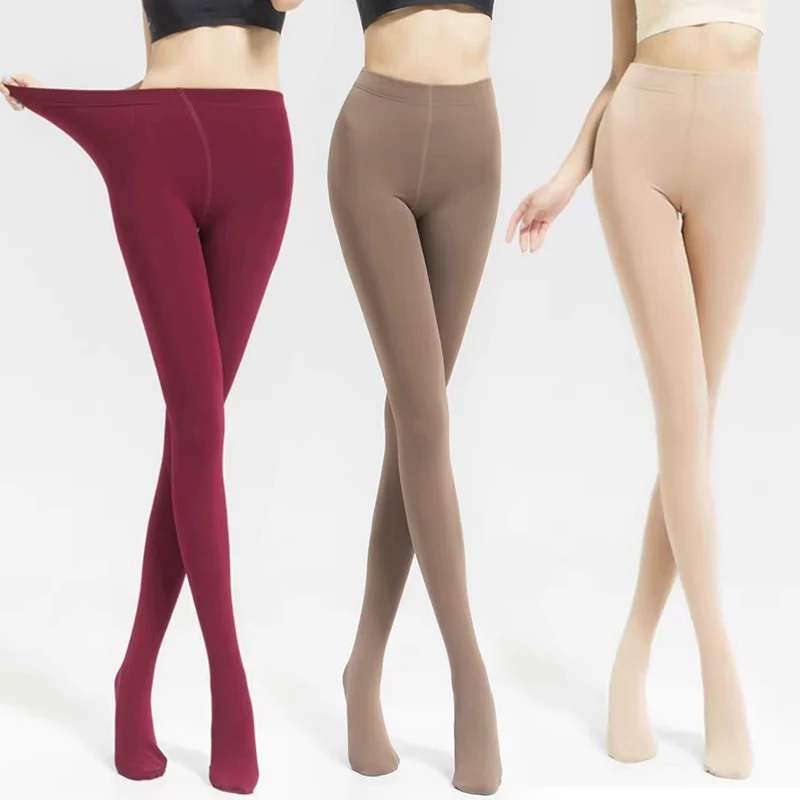 

Plus Size Sexy Women Tights 120D Spring Autumn Winter Warm Lined Velvet Pantyhose High Waist Female Stretchy Slim Skinny Tights