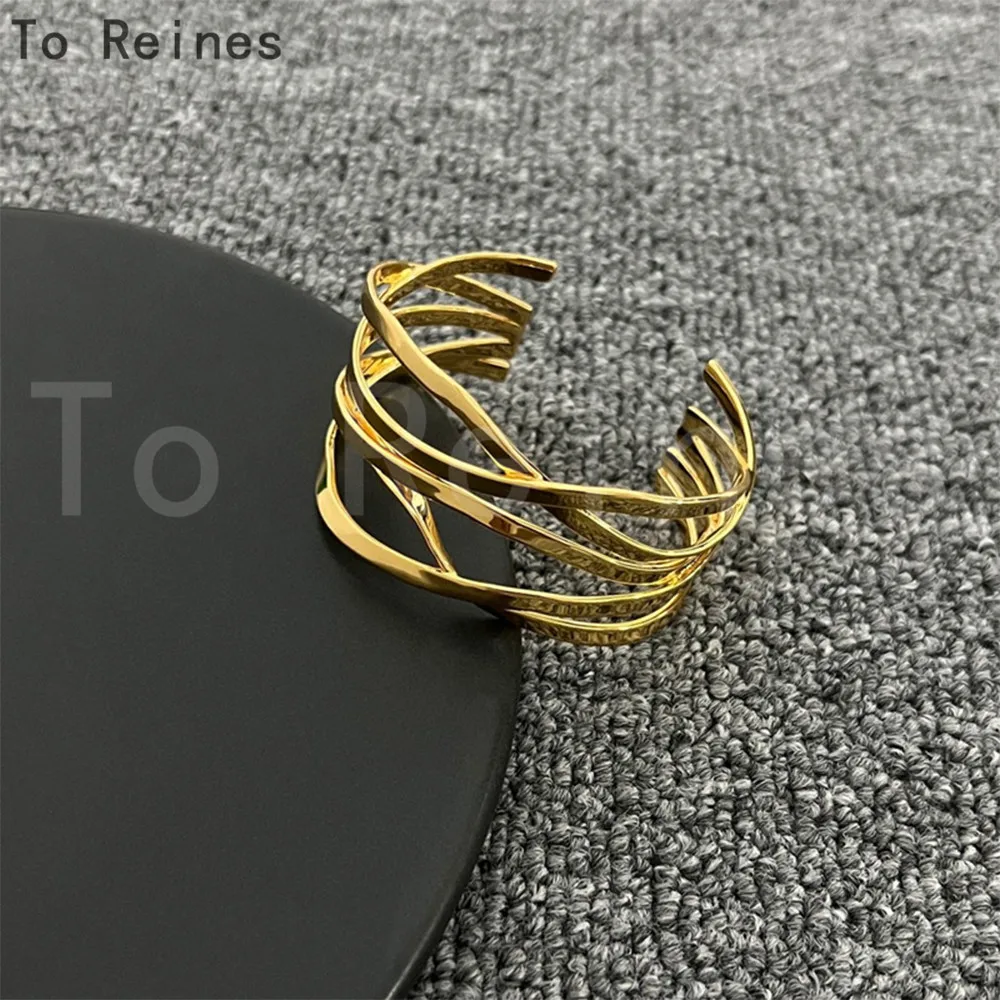 

Женский винтажный металлический браслет To Reines, регулируемый изогнутый браслет неправильной формы