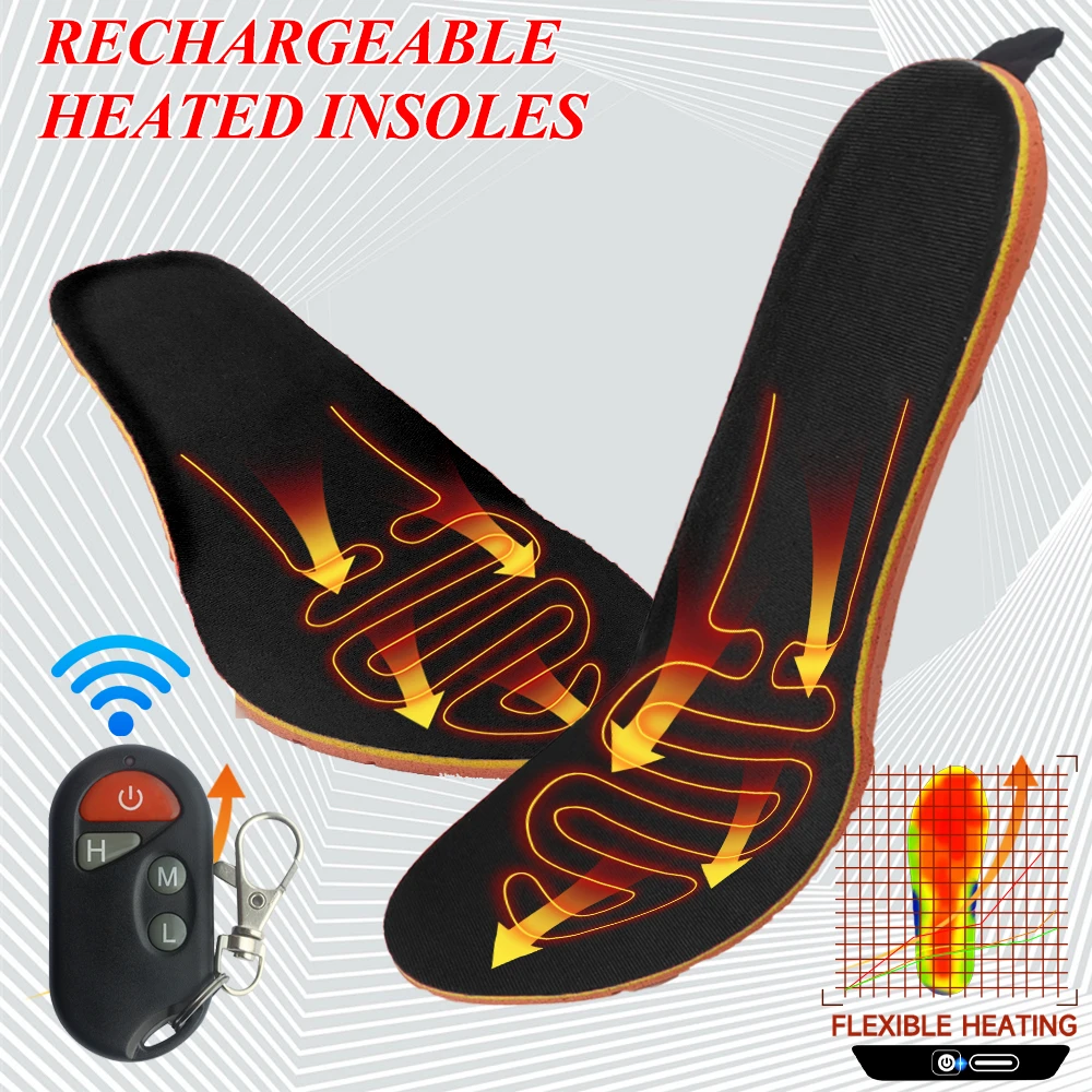 2000mah Electric Foot Warmer Heated Insoles Rechargeable Usb Heating
