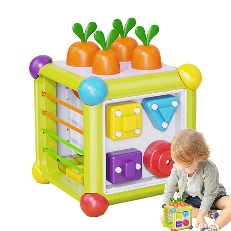 

Montessori Activity Cube 6 In 1 Activity Center Shape Sorter Toy Educational Fine Motor Skills Building Blocks Colorful Learning