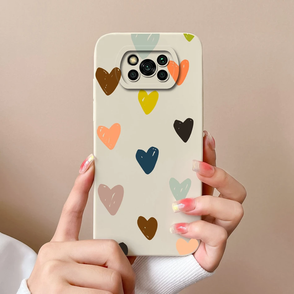 thumbnail image 1 of Funda de teléfono para Poco X3 Pro GT, carcasa trasera de protección de cámara de silicona líquida con corazón de amor para Xiaomi Poco X 3 Pro X3 NFC X3GT, 1 of 5