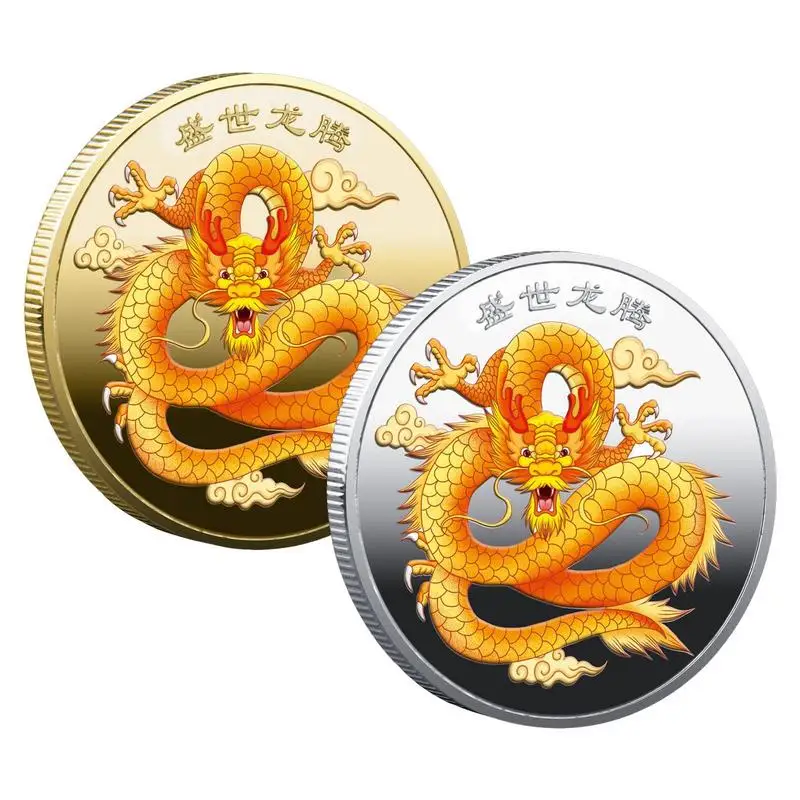 

Dragon Commemorative Coin Chinese Dragon Lucky Coin Metal Souvenir Good Luck Coin Attract Prosperity and Good Fortune Art Coin