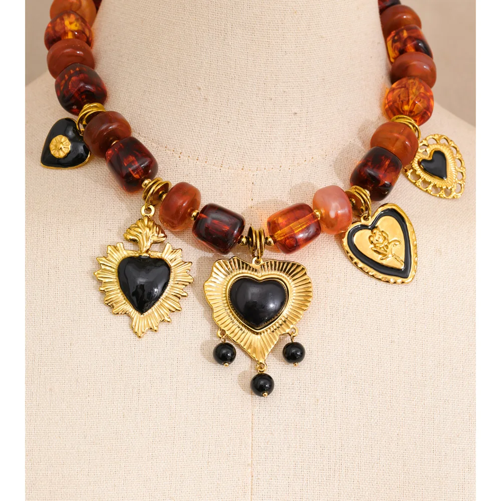 Yhpup Resin Beads Chain Necklace