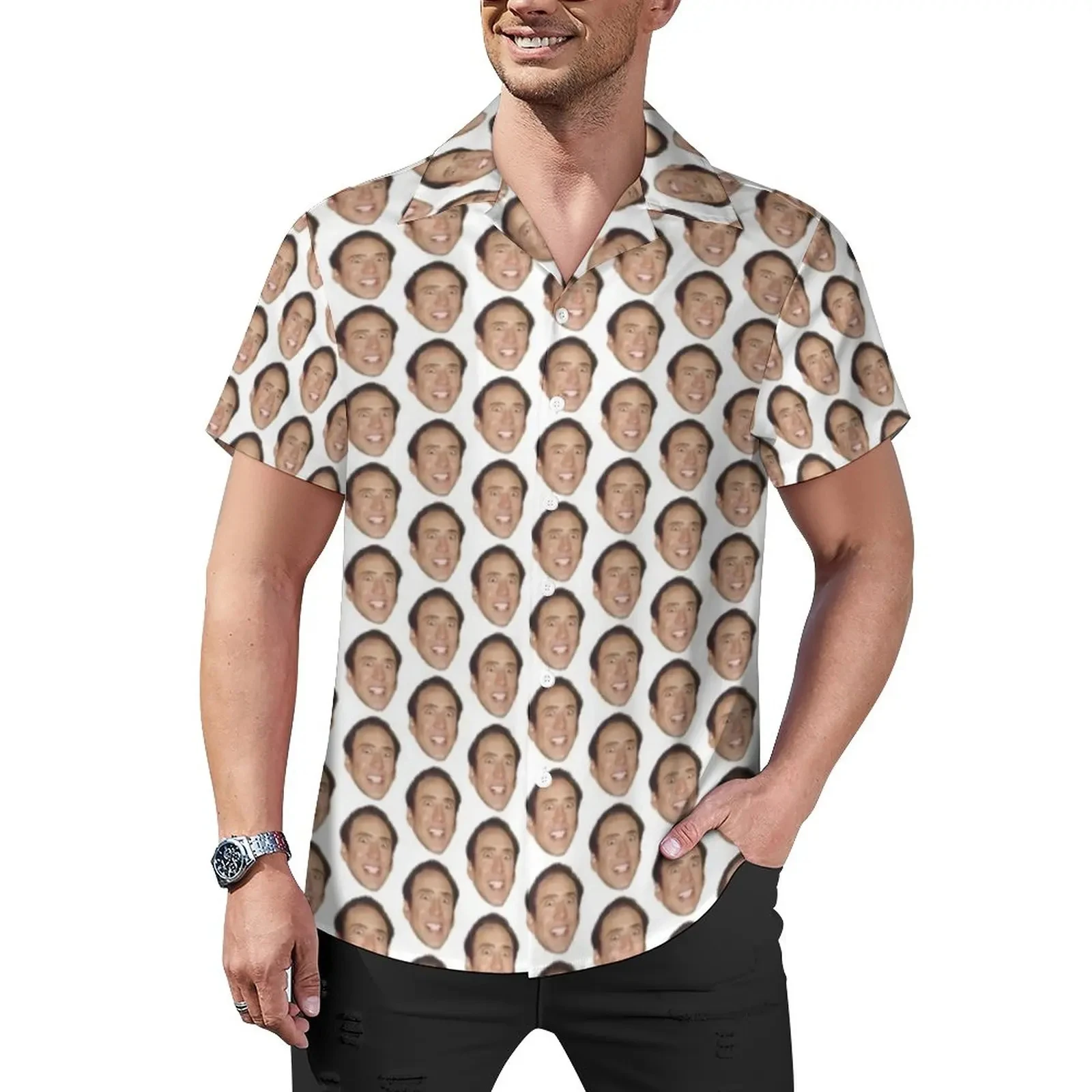 Nicolas Cage 3D Printed Lapel Men Shirt Man/Women Casual Fashion Long Sleeves Shirts Button Streetwear Oversized Unisex Clothing 5
