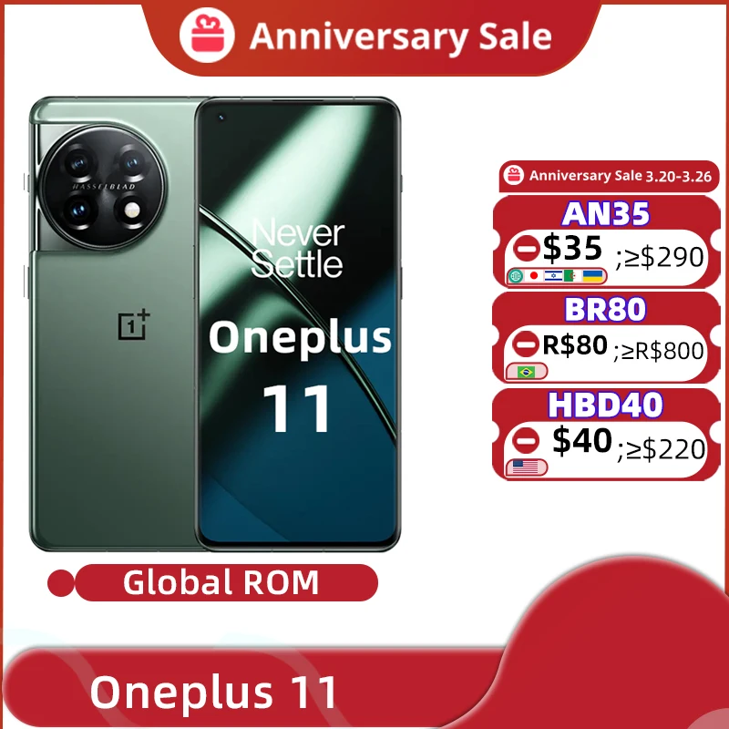  Global ROM Oneplus 11 12GB 256GB Snapdragon 8 Gen 2 Mobile Phone 6.7'' 120Hz 2K Screen 50MP Camera Smartphone 5000mAh Battery 