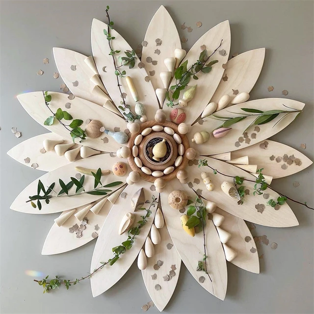 Large Size Petals Platform Open Ended Play Educational Toys Imagination Montessori Educational Wooden Toys for Kids 29x9cm 1