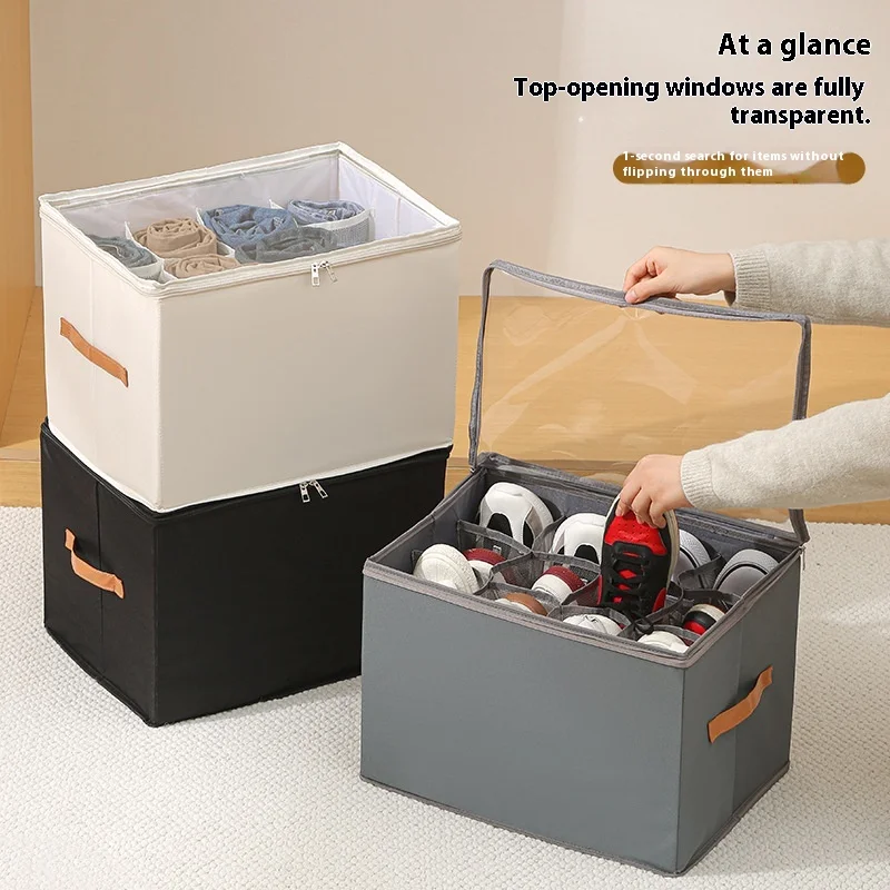 Storage Shoebox Fabric Foldable Shoe Compartment Arrangement Storage Box Dustproof Moisture-proof Washable Organizer 2