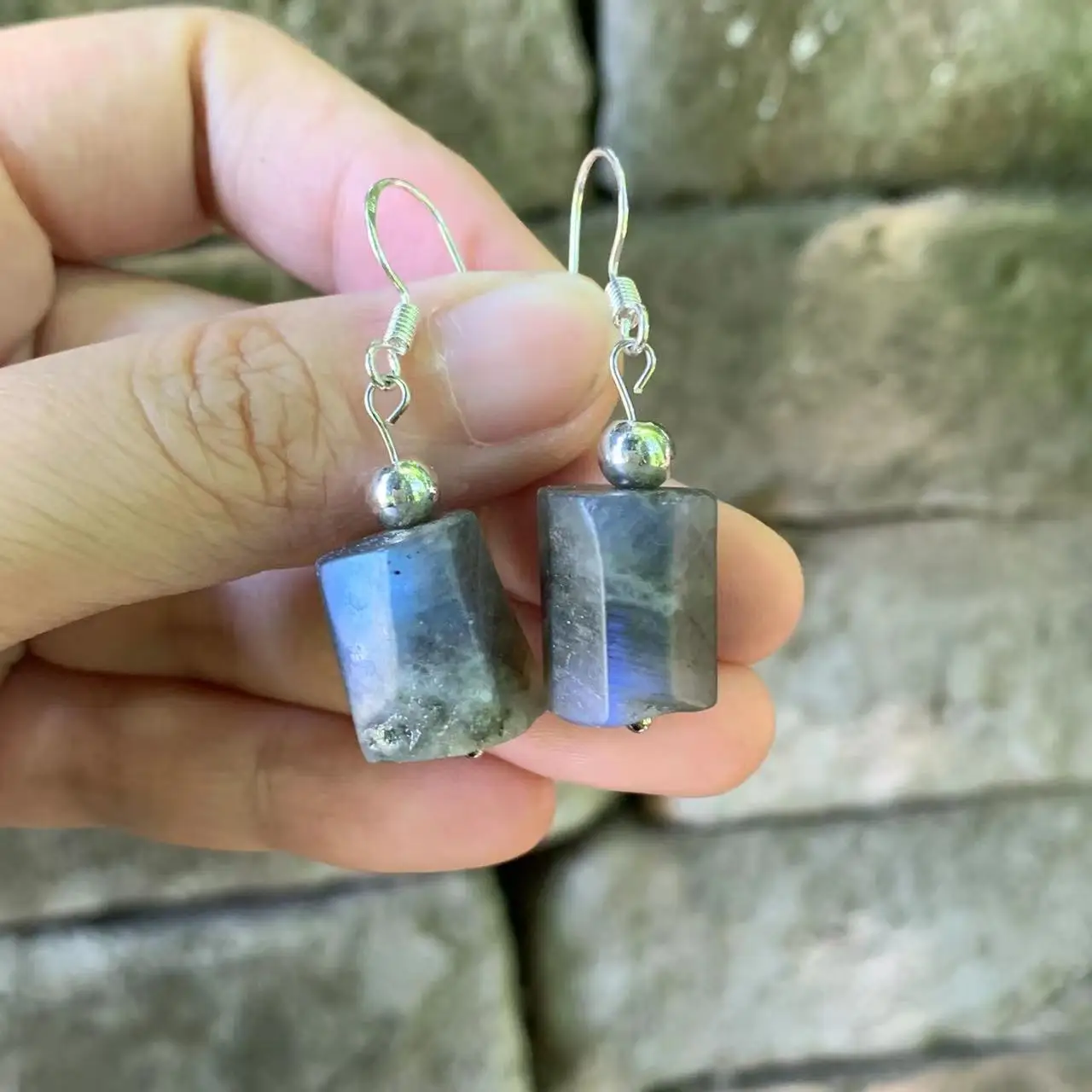 Natural Moonstone Rough Earrings Silver 925 Hanging Earrings Original Gemstone Women High Quality Jewelry Design Handmade