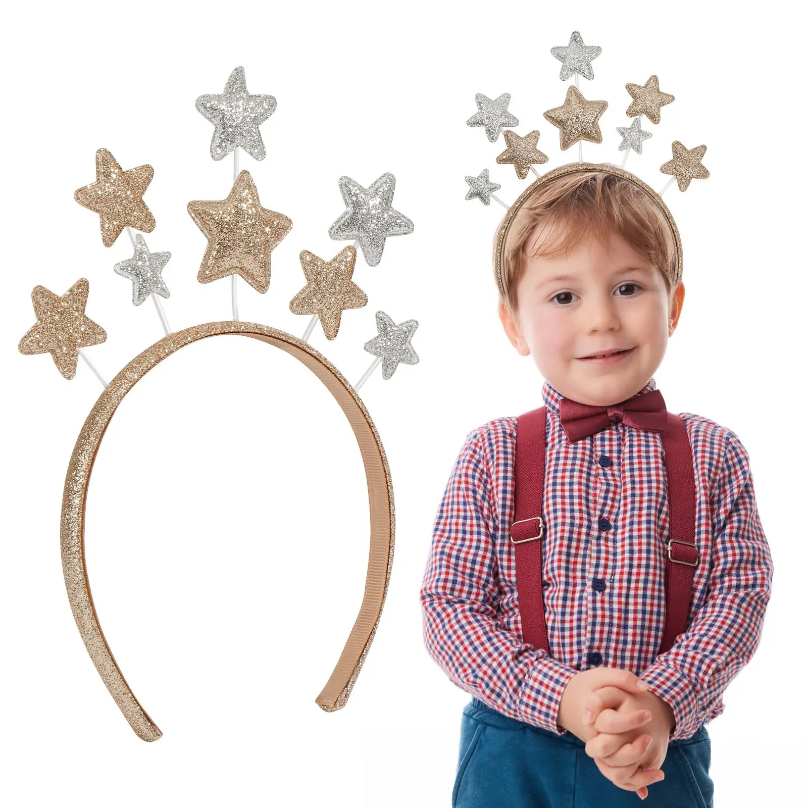 Christmas Glitter Stars Headband Party Headband Lovely Christmas Pentagram Hairband Birthday Hair Accessories For Kids