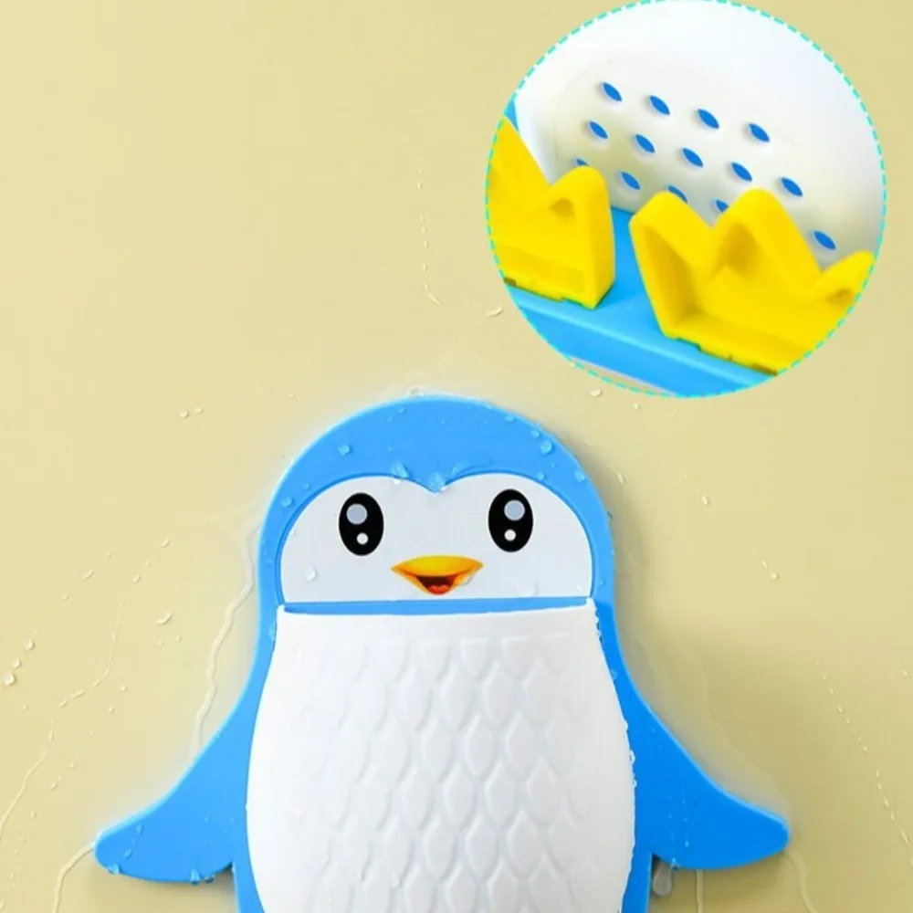 Penguin Toothbrush Holder Anti-dust PP Toiletries Cup Shelf Draining Wall Mounted Toothpaste Holder Bathroom Kitchen Desktop