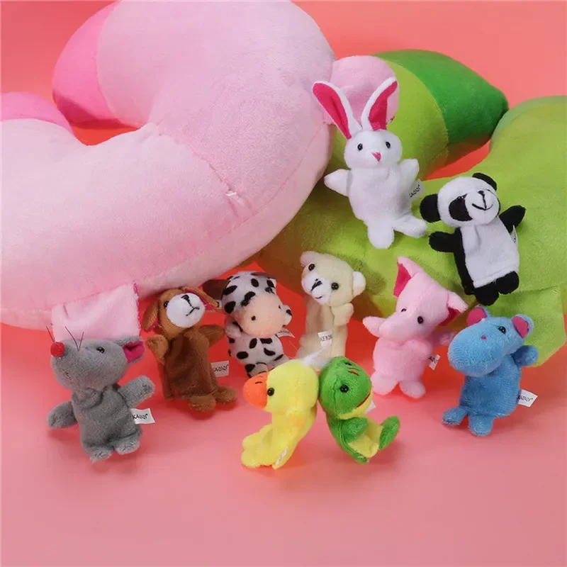 Biological Animal Finger Puppet Plush Toys Child Baby Favor Dolls Tell Story Props Cute Cartoon Animal Doll Kids Toys 10pcs plush toys