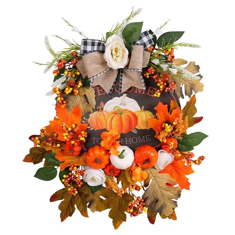 

Thanksgiving Pumpkin Wreath Fall Wreaths Door Wreath Halloween Thanksgiving Harvest For Front Door Autumn Wreath decor crafts