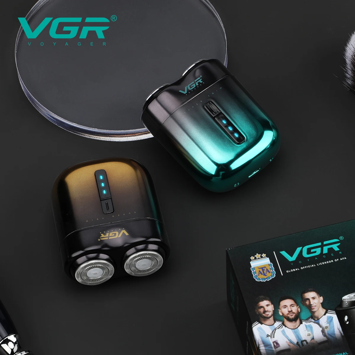 VGR v-348 새로운 편리한 전기 면도기 그라데이션 메탈 면도기 이중 날 면도기 남성용 면도기 가정용 여행용 미니 USB 헤어 트리머