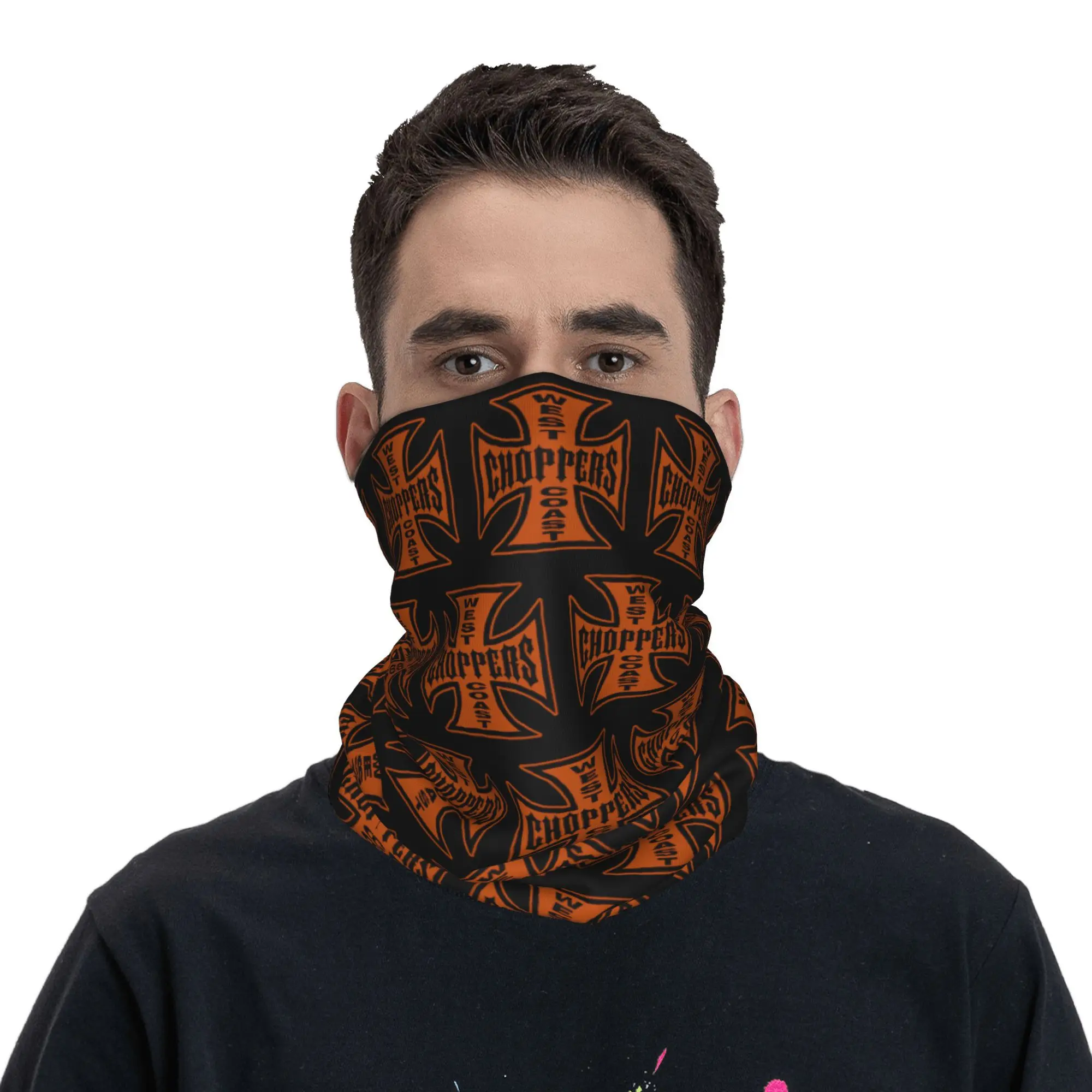 West Coast Iron Cross C-Chopperes Bandana Neck Gaiter Windproof Face Scarf Cover Women Men Headband Tube Balaclava