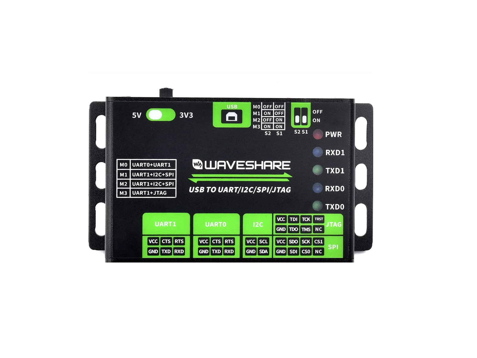 Waveshare USB to UART, I2C, SPI, JTAG ȯ,  ̽ , 3.3V  5V  ȣ ȣȯ