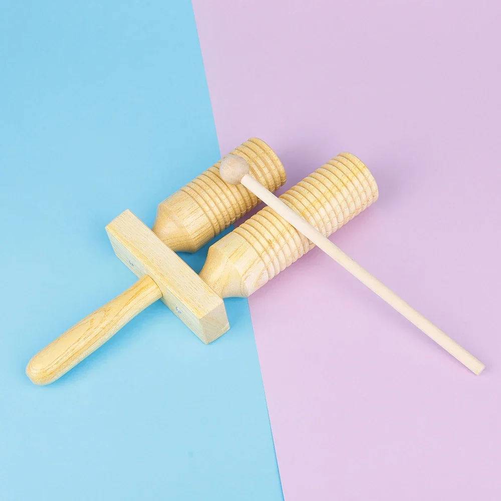 Kids Wooden Guiro Music Toy Double Sound Tube for Baby Kid Child Early Educational Toy Percussion Musical Instrument Rhythm Toys