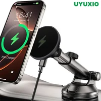 UYUXIO Car Mount Charger Dash Windshield Wireless Car Charger Strong Magnetic Phone Holder for iPhone 16 15 14 13 12 Series