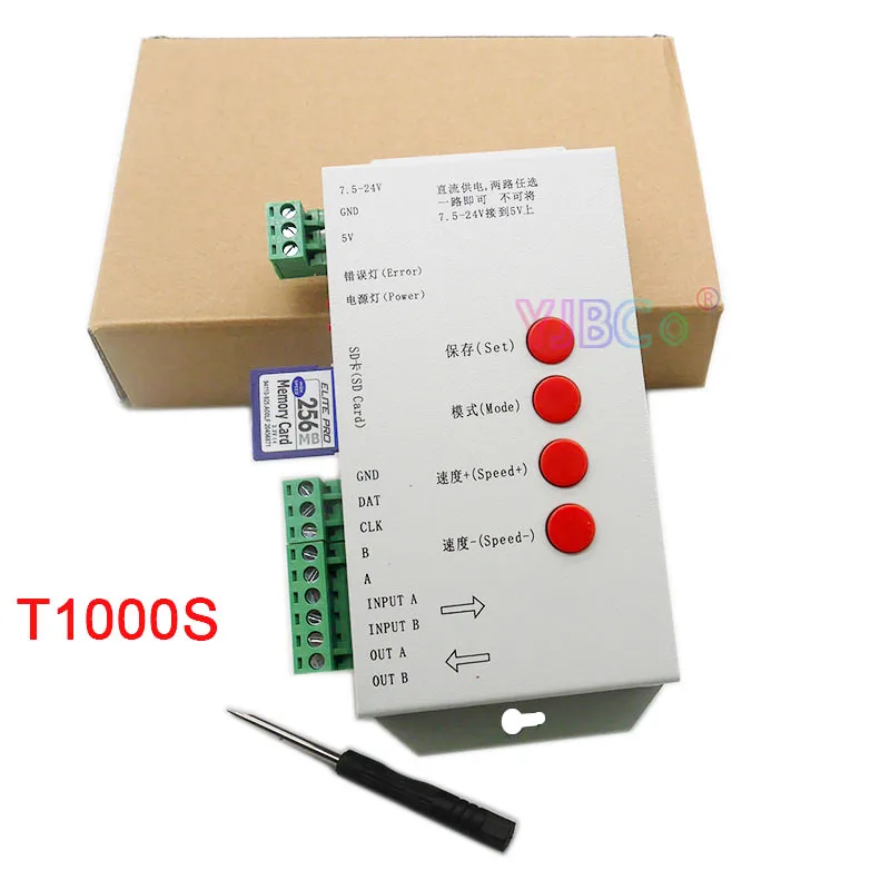 T1000S SD ī LED ȼ Ʈѷ, 5V  24V 12V  T-1000S, WS2801 WS2811 WS2812B LPD6803 2048 LED Ʈѷ