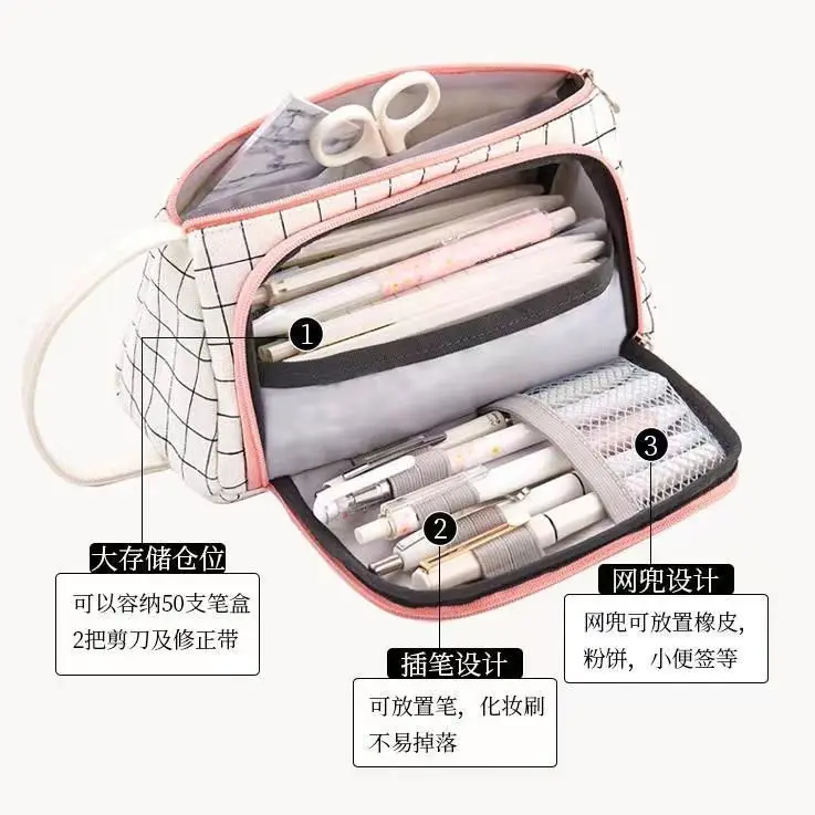 Astuccio per matite in tela di jeans di grande capacità borsa per materiale scolastico custodia per penna carina per bambini borsa per cancelleria per studenti borsa per matite portatile - immagine 5