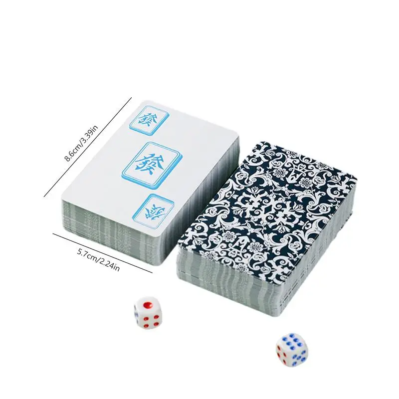 Portable Mahjong Set Non-Sticky Multipurpose Mahjong Cards Mahjong Card Game With 144 Cards 2 Dice For Home Thickened Mahjong 6
