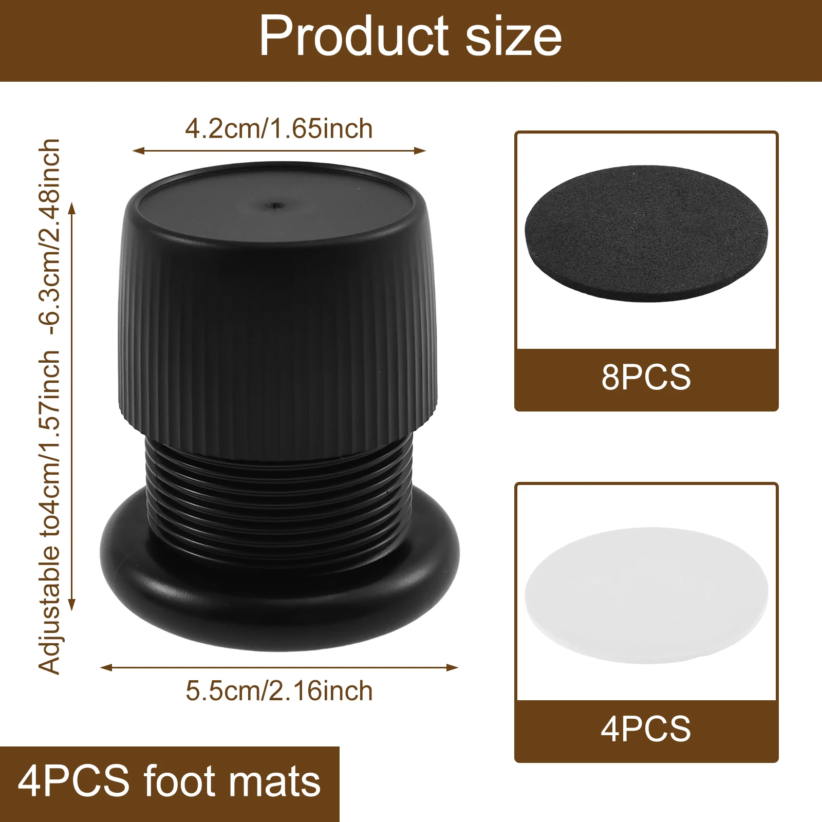Adjustable Anti-Slip Furniture Risers - Set of 4