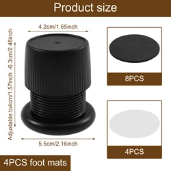 Adjustable Anti - Slip Furniture Risers - Set of 4 (Black - 4Pcs)